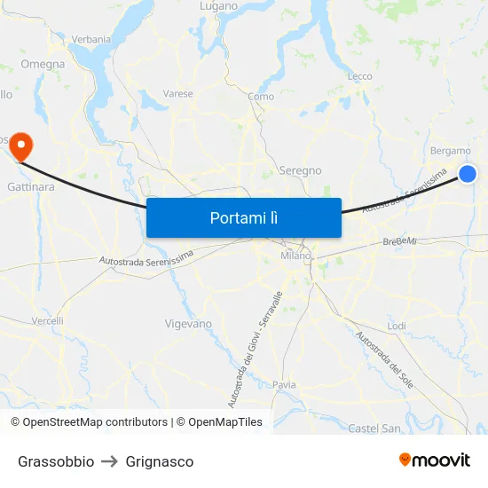Grassobbio to Grignasco map
