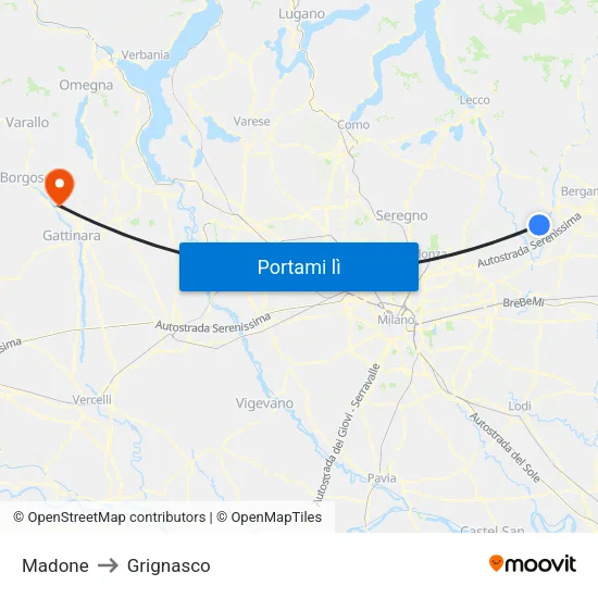 Madone to Grignasco map