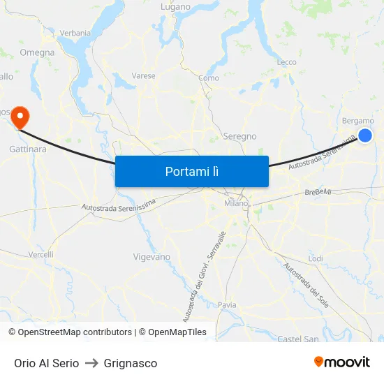 Orio Al Serio to Grignasco map