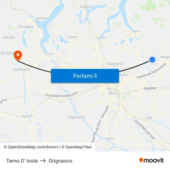 Terno D' Isola to Grignasco map