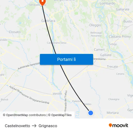Castelnovetto to Grignasco map
