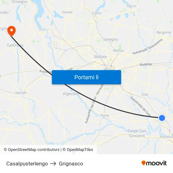 Casalpusterlengo to Grignasco map