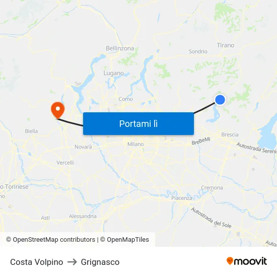 Costa Volpino to Grignasco map