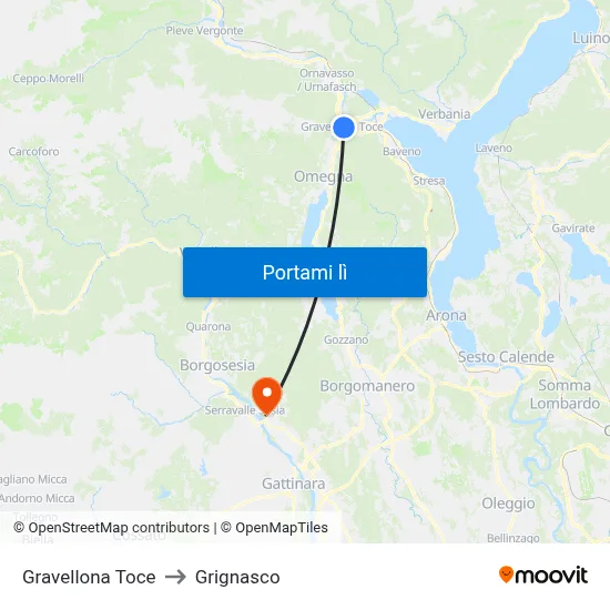 Gravellona Toce to Grignasco map