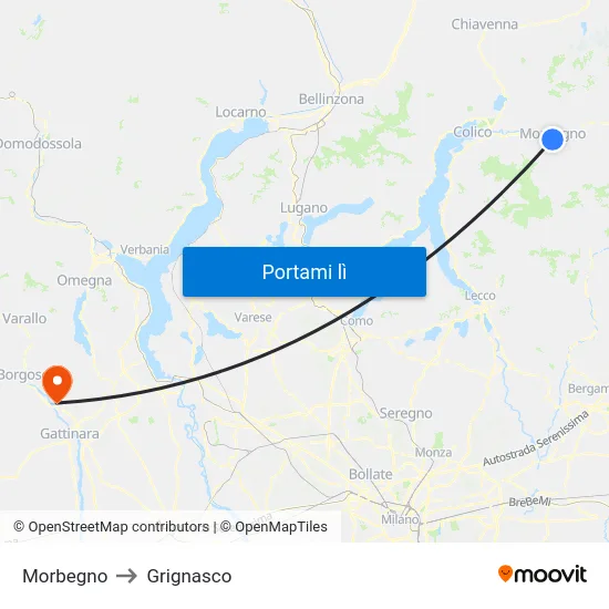 Morbegno to Grignasco map