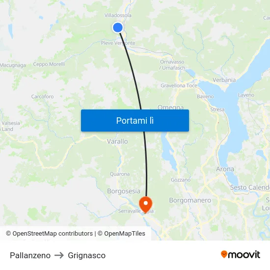 Pallanzeno to Grignasco map