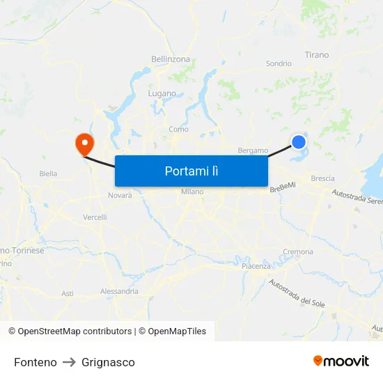 Fonteno to Grignasco map