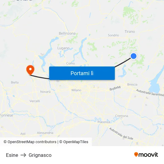 Esine to Grignasco map