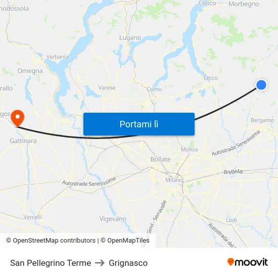 San Pellegrino Terme to Grignasco map