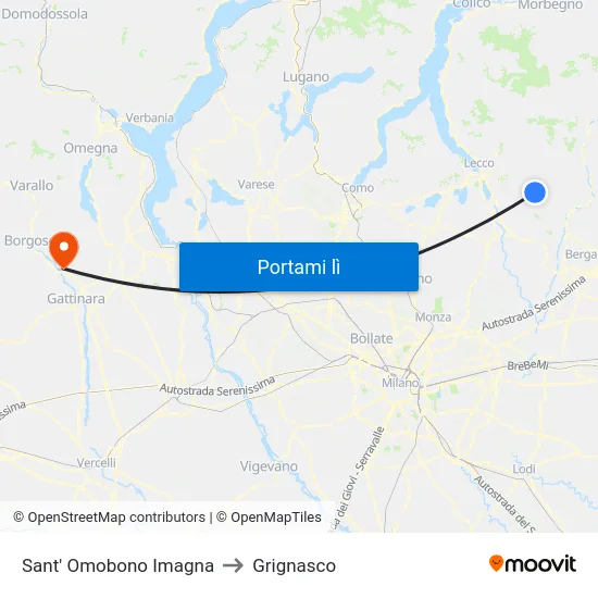 Sant' Omobono Imagna to Grignasco map