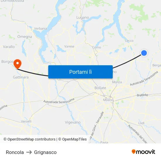 Roncola to Grignasco map