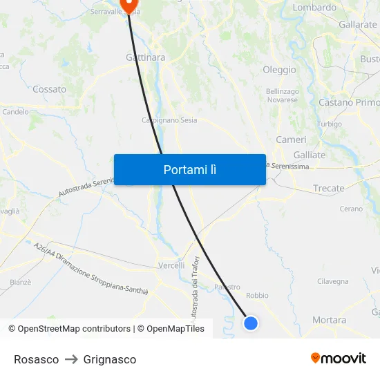 Rosasco to Grignasco map