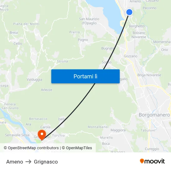 Ameno to Grignasco map
