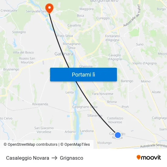 Casaleggio Novara to Grignasco map