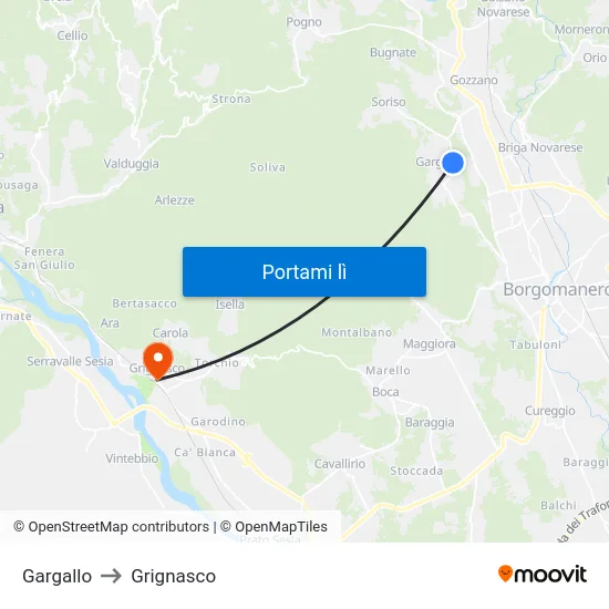 Gargallo to Grignasco map