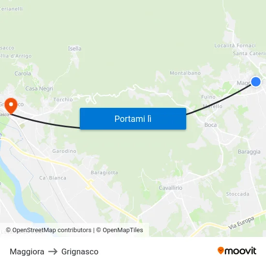 Maggiora to Grignasco map