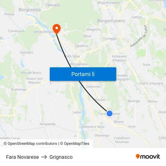 Fara Novarese to Grignasco map