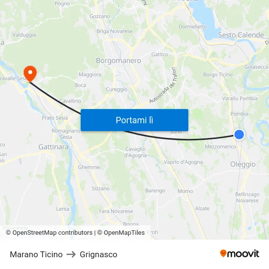 Marano Ticino to Grignasco map
