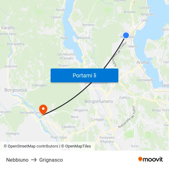 Nebbiuno to Grignasco map