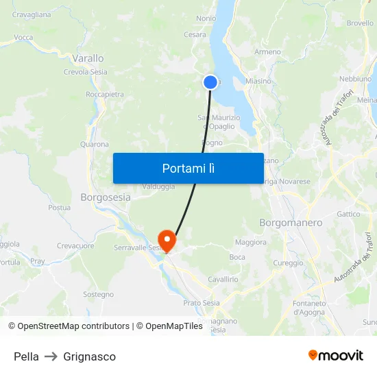 Pella to Grignasco map