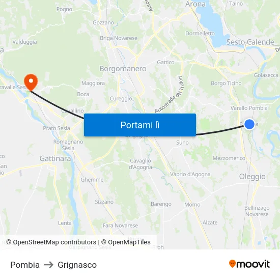 Pombia to Grignasco map