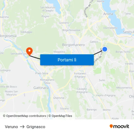 Veruno to Grignasco map