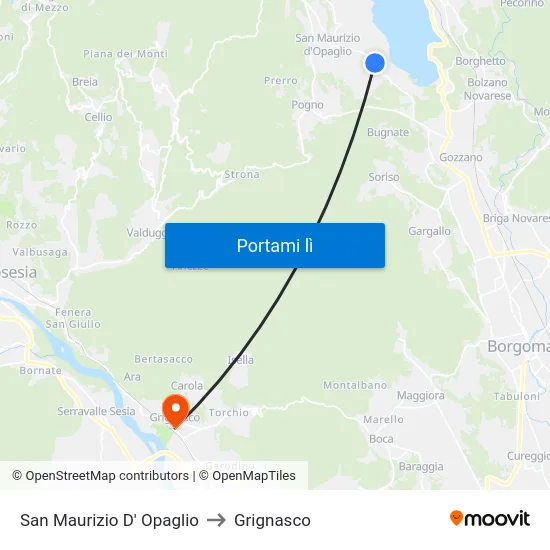 San Maurizio D' Opaglio to Grignasco map