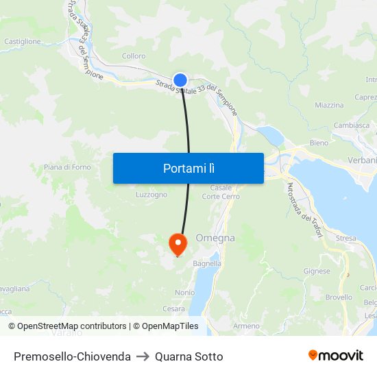 Premosello-Chiovenda to Quarna Sotto map