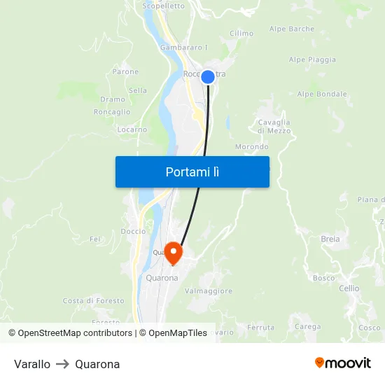 Varallo to Quarona map