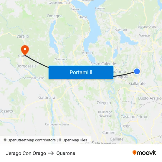 Jerago Con Orago to Quarona map