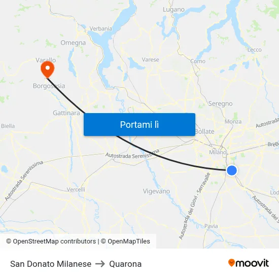 San Donato Milanese to Quarona map