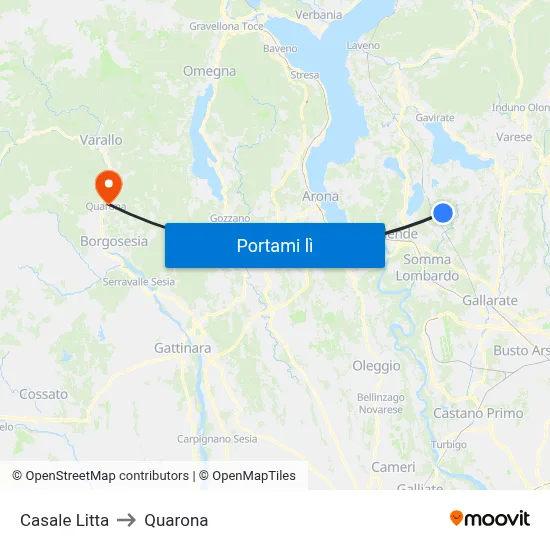 Casale Litta to Quarona map