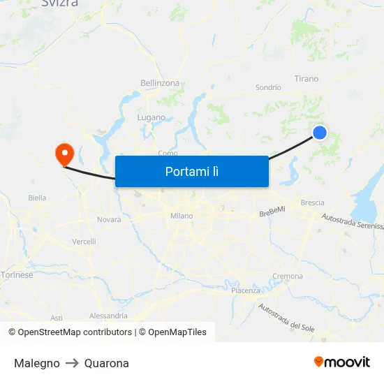 Malegno to Quarona map