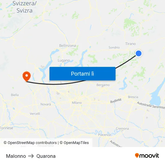 Malonno to Quarona map