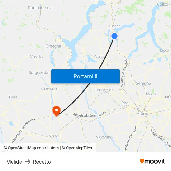 Melide to Recetto map