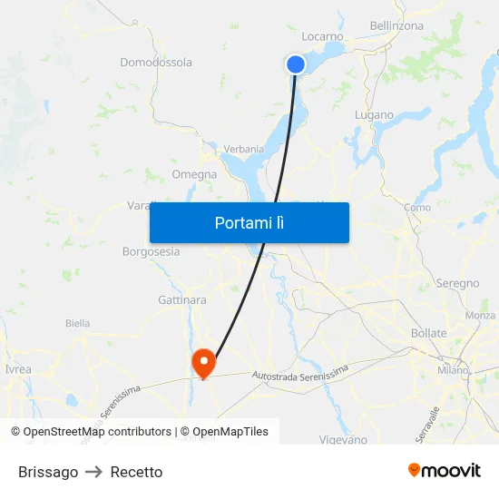 Brissago to Recetto map