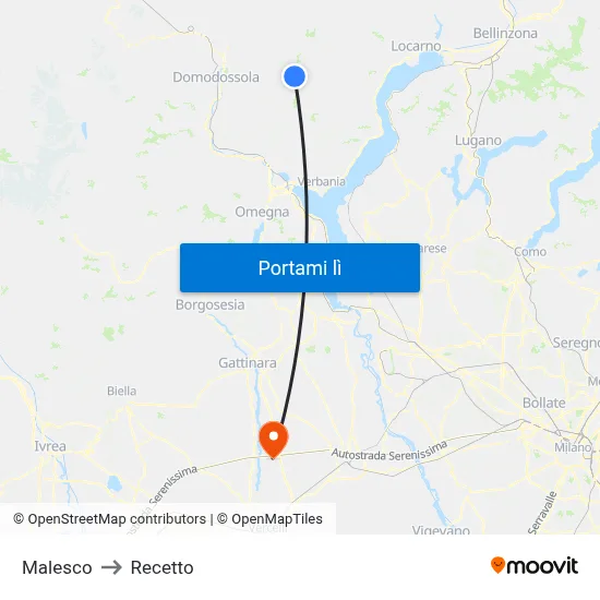 Malesco to Recetto map