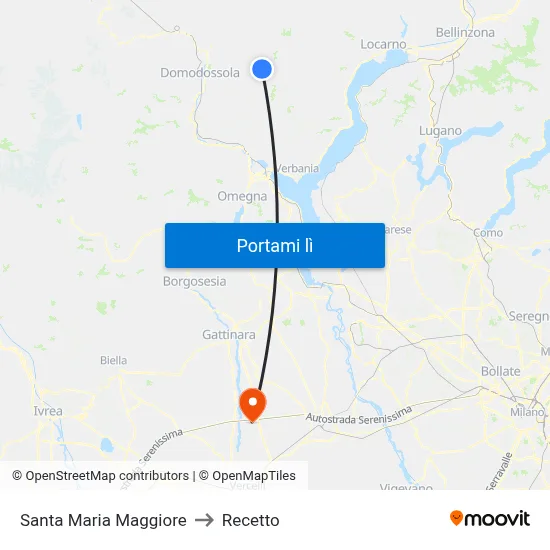 Santa Maria Maggiore to Recetto map