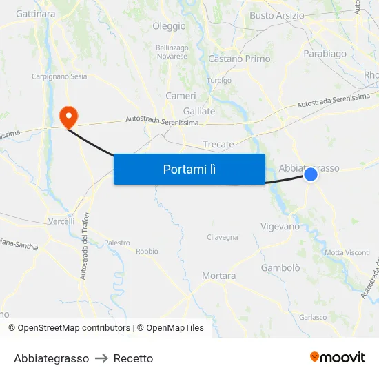 Abbiategrasso to Recetto map