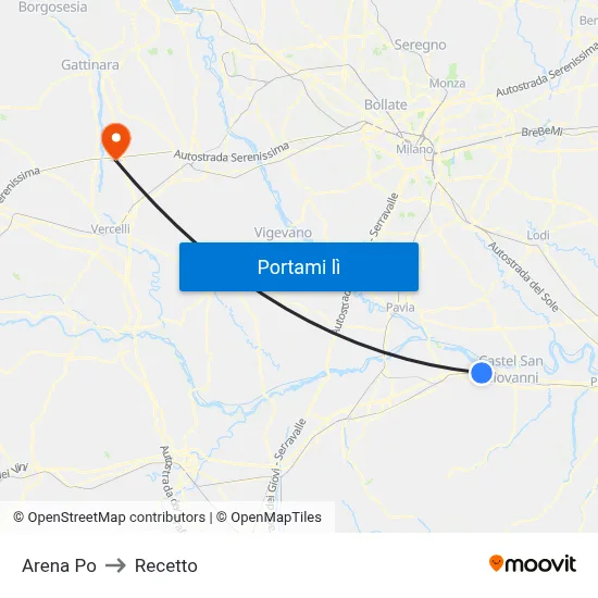 Arena Po to Recetto map