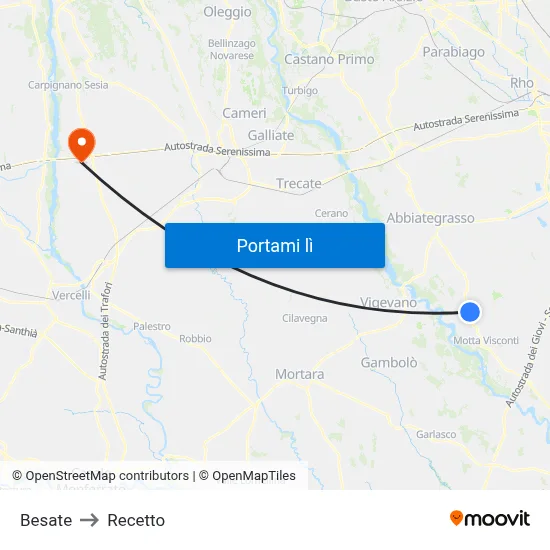 Besate to Recetto map