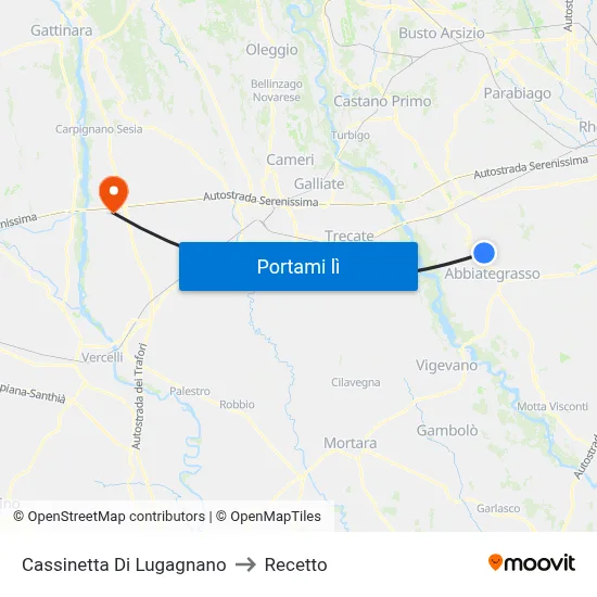 Cassinetta Di Lugagnano to Recetto map