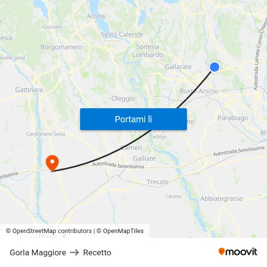 Gorla Maggiore to Recetto map