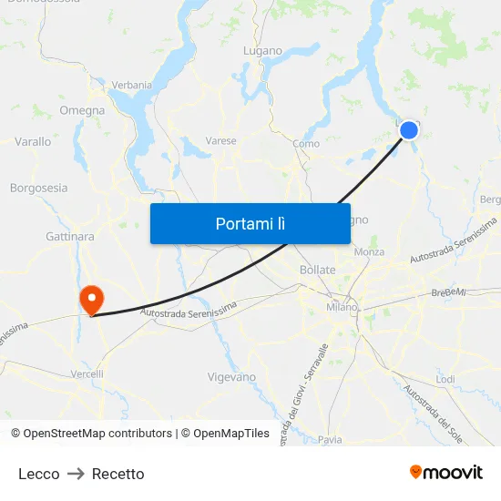 Lecco to Recetto map