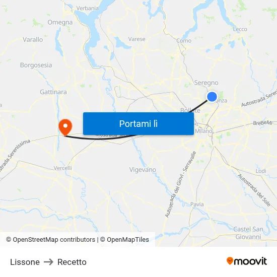 Lissone to Recetto map
