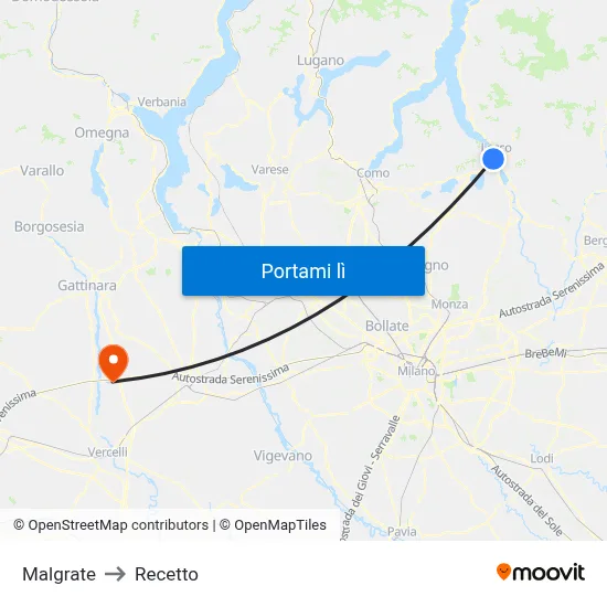 Malgrate to Recetto map