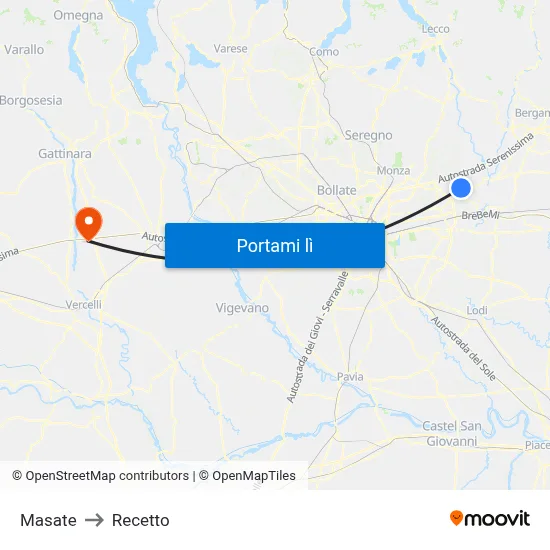 Masate to Recetto map