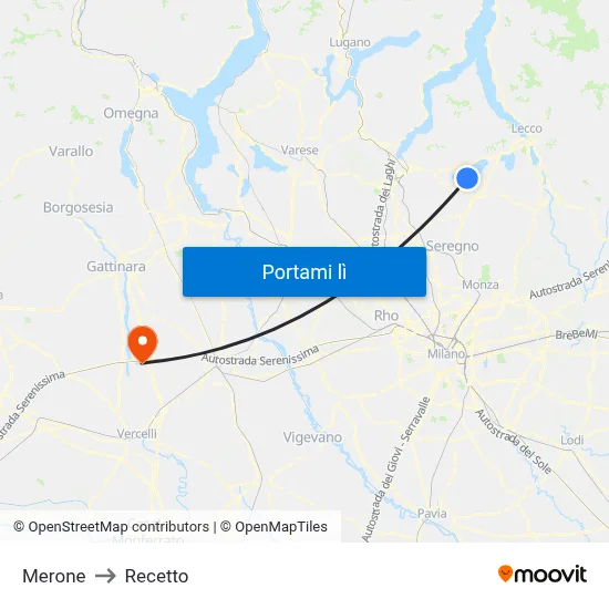 Merone to Recetto map