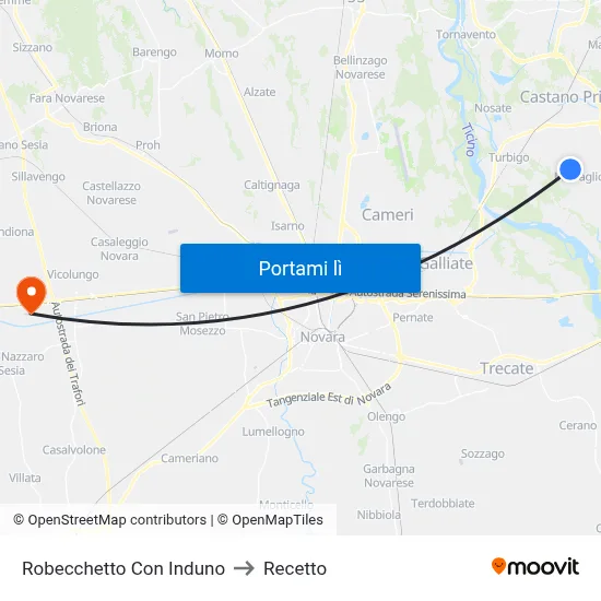 Robecchetto Con Induno to Recetto map