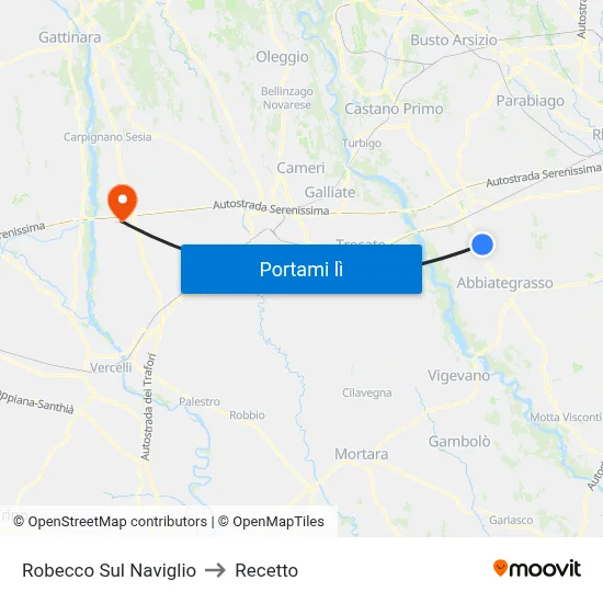 Robecco Sul Naviglio to Recetto map